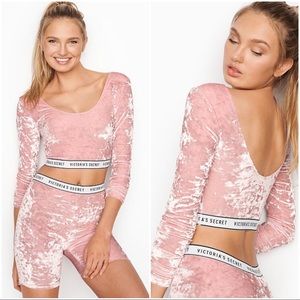 VS Logo Crushed Velvet Crop Top
